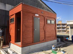岐阜県にてログBOX4型をトイレシャワー棟として設置